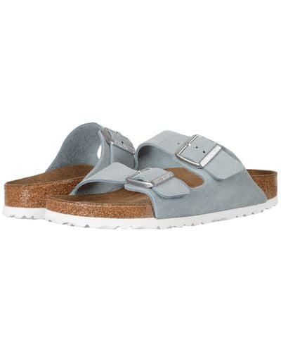 Birkenstock Suede Arizona Soft Footbed in Light Blue Suede (Blue) | Lyst